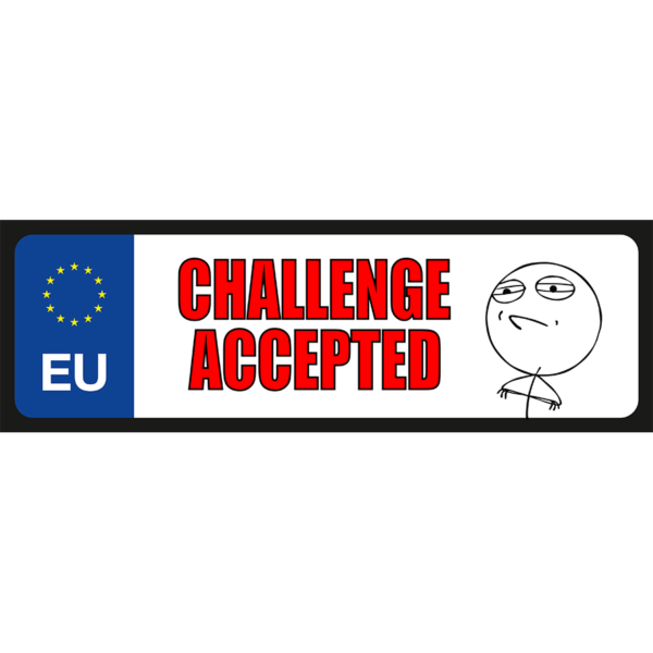 Challenge Accept vicces rendszámtábla minta