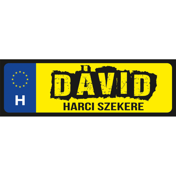 Dávid harci szekere neves rendszámtábla minta