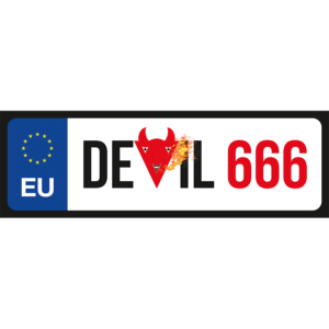 Devil 666 vicces rendszámtábla minta