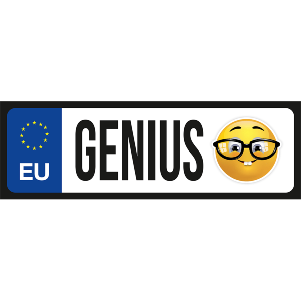 Genius emoji vicces rendszámtábla minta