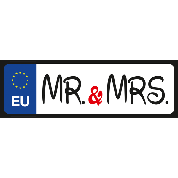 Mr & Mrs vicces rendszámtábla minta