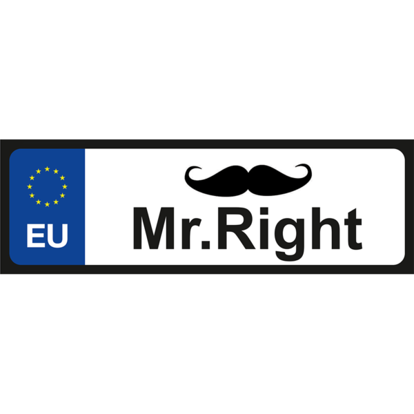 Mr. Right vicces rendszámtábla minta