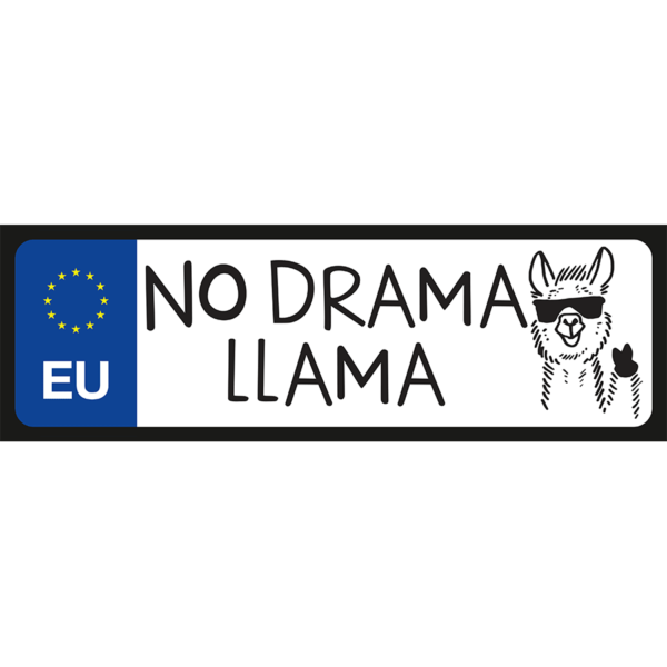 No! drama llama vicces rendszámtábla minta