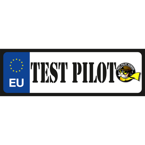 Test pilot vicces rendszámtábla minta