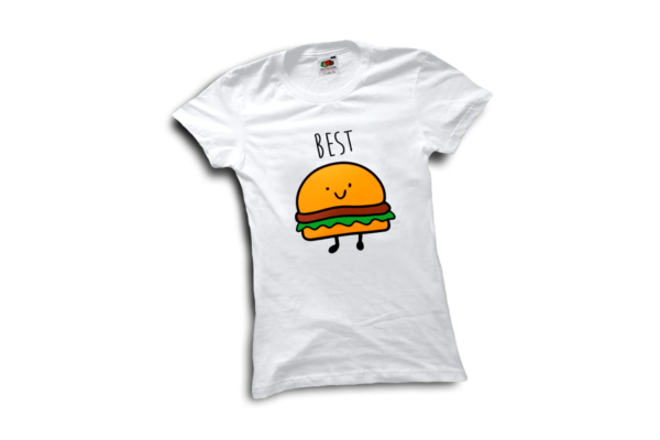 Best friends hamburger női fehér póló minta termék kép