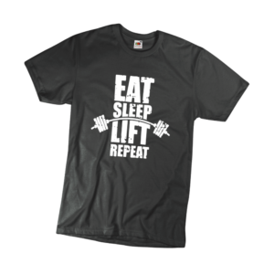 Eat sleep lift repeat férfi fehér póló minta termék kép