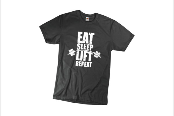 Eat sleep lift repeat férfi fehér póló minta termék kép
