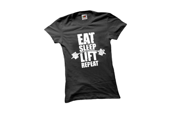 Eat sleep lift repeat női fehér póló minta termék kép