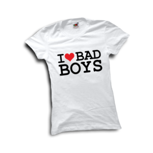 I love bad boys póló női fekete minta