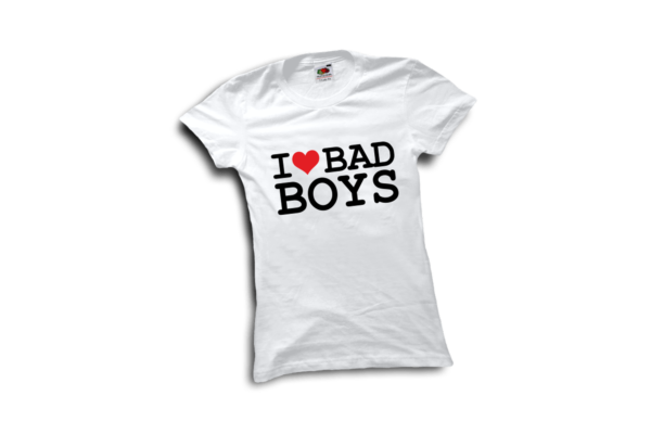 I love bad boys póló női fekete minta