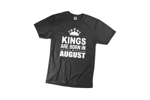 Kings are born in August szülinapi férfi fehér póló minta termék kép
