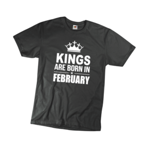 Kings are born in February szülinapi férfi fehér póló minta termék kép