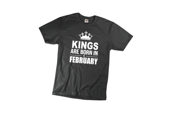 Kings are born in February szülinapi férfi fehér póló minta termék kép