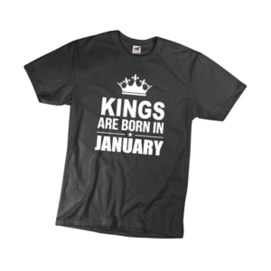 Kings are born in January szülinapi férfi fehér póló minta termék kép