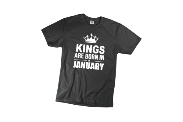 Kings are born in January szülinapi férfi fehér póló minta termék kép