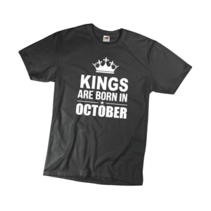 Kings are born in October szülinapi férfi fehér póló minta termék kép