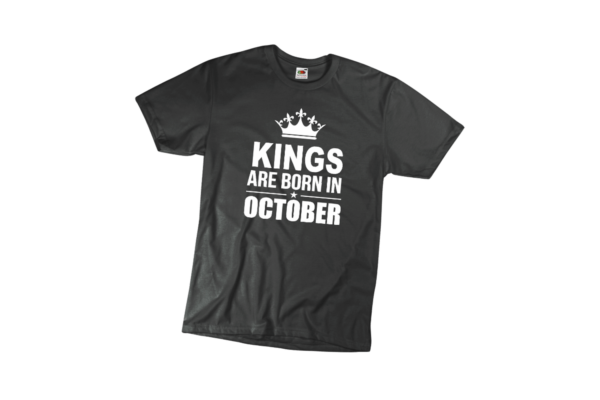 Kings are born in October szülinapi férfi fehér póló minta termék kép