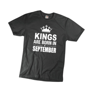 Kings are born in Szeptember szülinapi férfi fehér póló minta termék kép