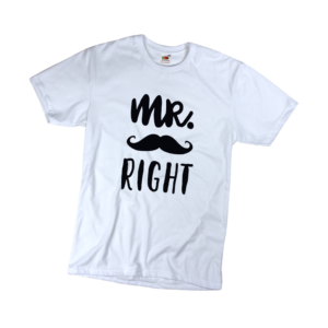 Mr Right férfi fekete póló minta termék kép