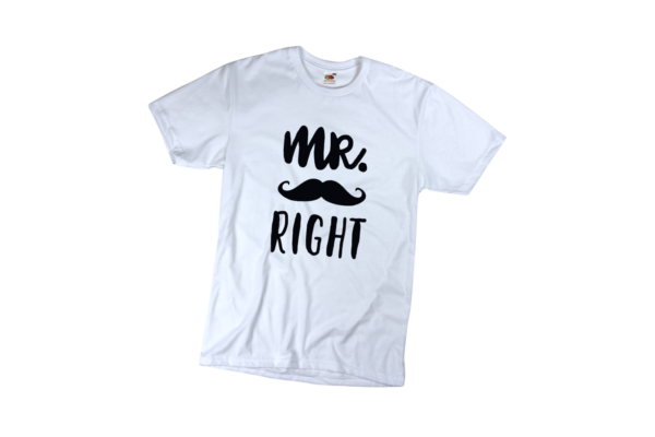 Mr Right férfi fekete póló minta termék kép