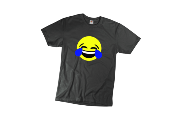 Nevető emoji férfi fekete póló minta termék kép