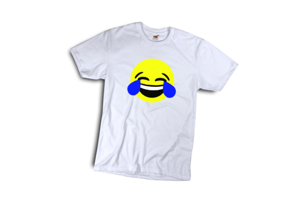 Nevető emoji férfi fehér póló minta termék kép