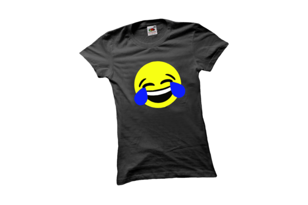 Nevető emoji női fekete póló minta termék kép