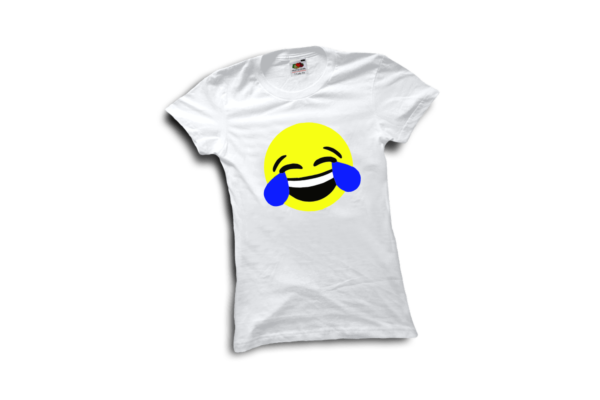 Nevető emoji női fehér póló minta termék kép
