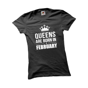 Queens are born in February szülinapi női fehér póló minta termék kép