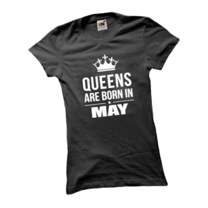 Queens are born in May szülinapi női fehér póló minta termék kép