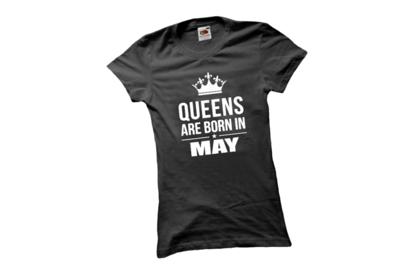 Queens are born in May szülinapi női fehér póló minta termék kép