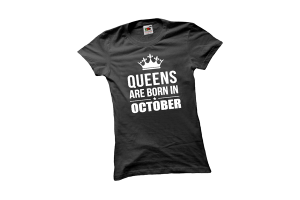 Queens are born in October szülinapi női fehér póló minta termék kép