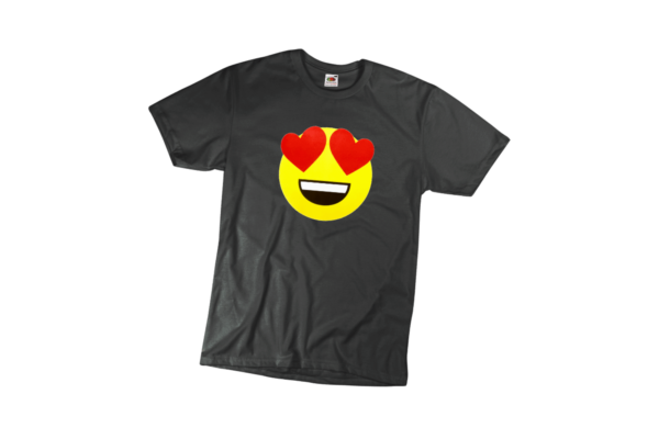 Szerelmes emoji férfi fekete póló minta termék kép