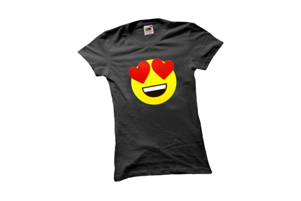 Szerelmes emoji női fekete póló minta termék kép