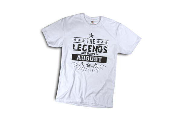 The legend sare born in August szülinapi férfi fekete póló minta termék kép
