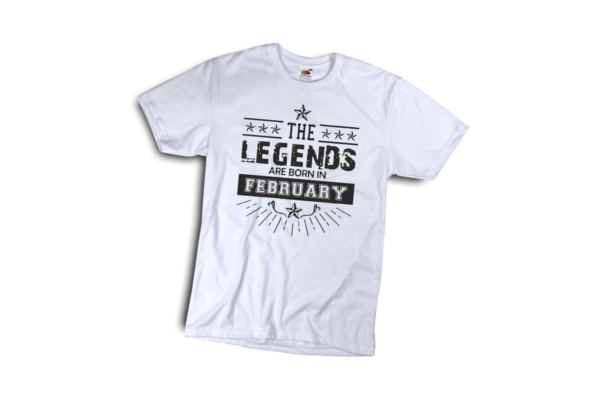 The legend sare born in February szülinapi férfi fekete póló minta termék kép