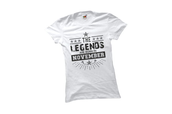 The legend sare born in November szülinapi női fekete póló minta termék kép