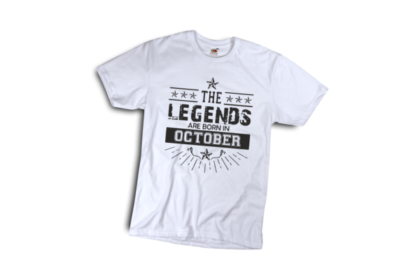 The legend sare born in October szülinapi férfi fekete póló minta termék kép