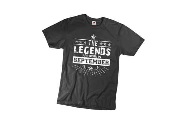 The legends are born in Szeptember szülinapi férfi fehér póló minta termék kép