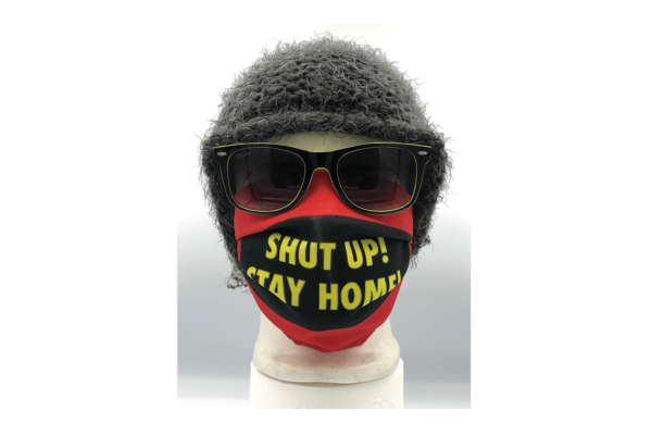 Shut up! Stay home piros mintás szájmaszk termék kép