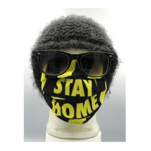 Stay Home Sárga Fekete mintás szájmaszk termék kép