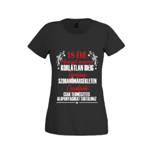 18 Éve minőséget megőrzi... - női fekete póló termékkép