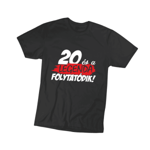 20 és a legenda folytatódik – férfi fekete póló termékkép