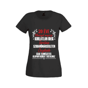 20 Éve minőséget megőrzi... - női fekete póló termékkép