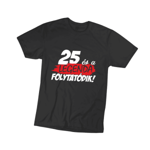 25 és a legenda folytatódik – férfi fekete póló termékkép