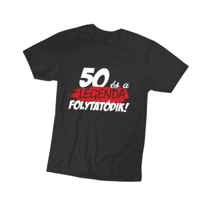 50 és a legenda folytatódik – férfi fekete póló termékkép