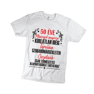 50 Éve minőséget megőrzi... - férfi fehér póló termékkép