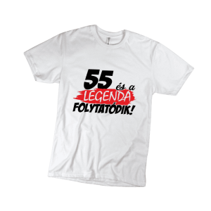 55 és a legenda folytatódik – férfi fehér póló termékkép