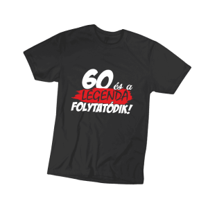 60 és a legenda folytatódik – férfi fekete póló termékkép