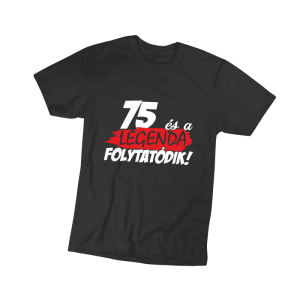 75 és a legenda folytatódik – férfi fekete póló termékkép